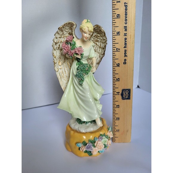 Vintage Dillards Christmas Angel Flowers Hand Painted 'The First Noel' Figurine - Picture 10 of 12